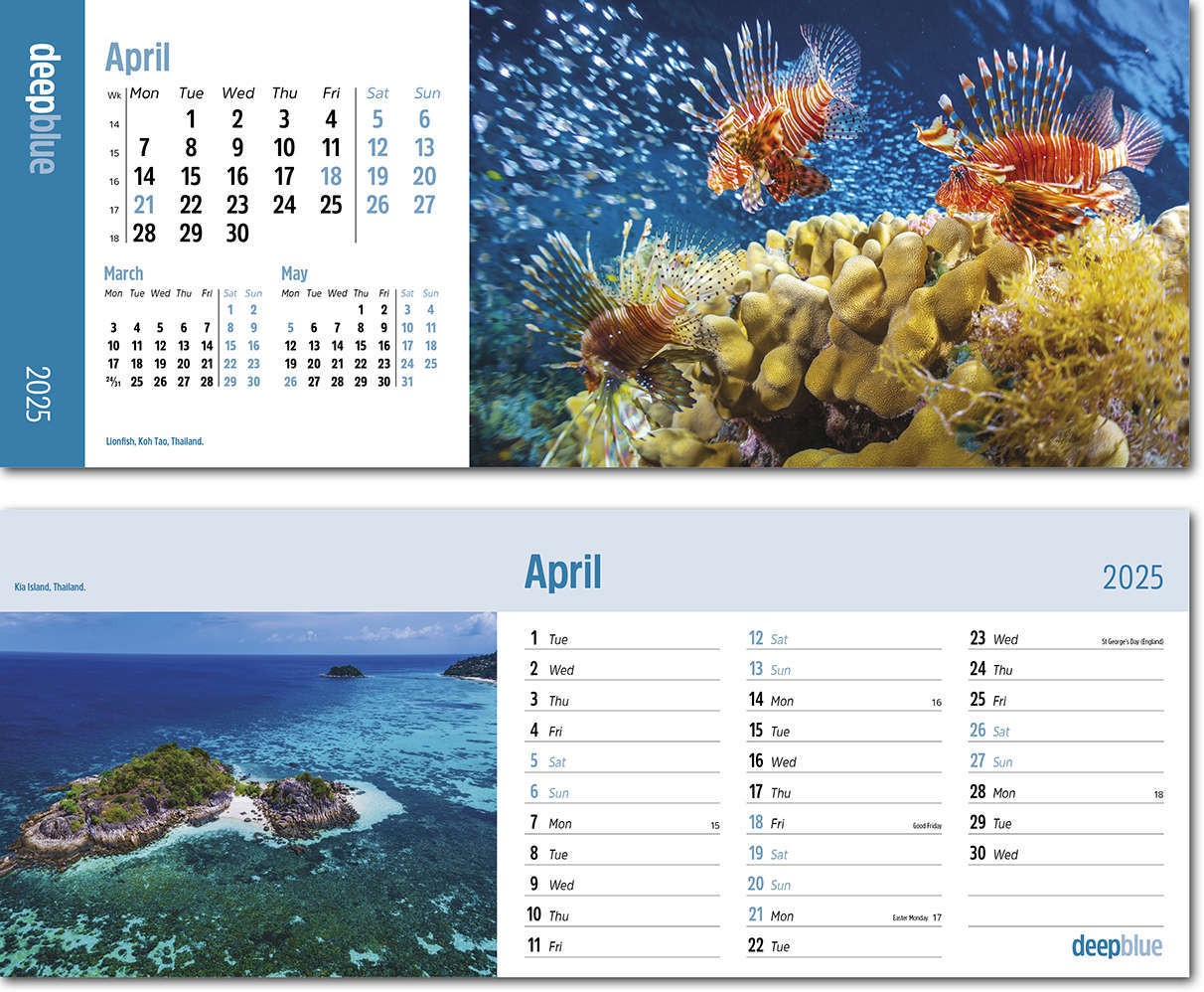 Deep Blue Note Station Desk Calendar