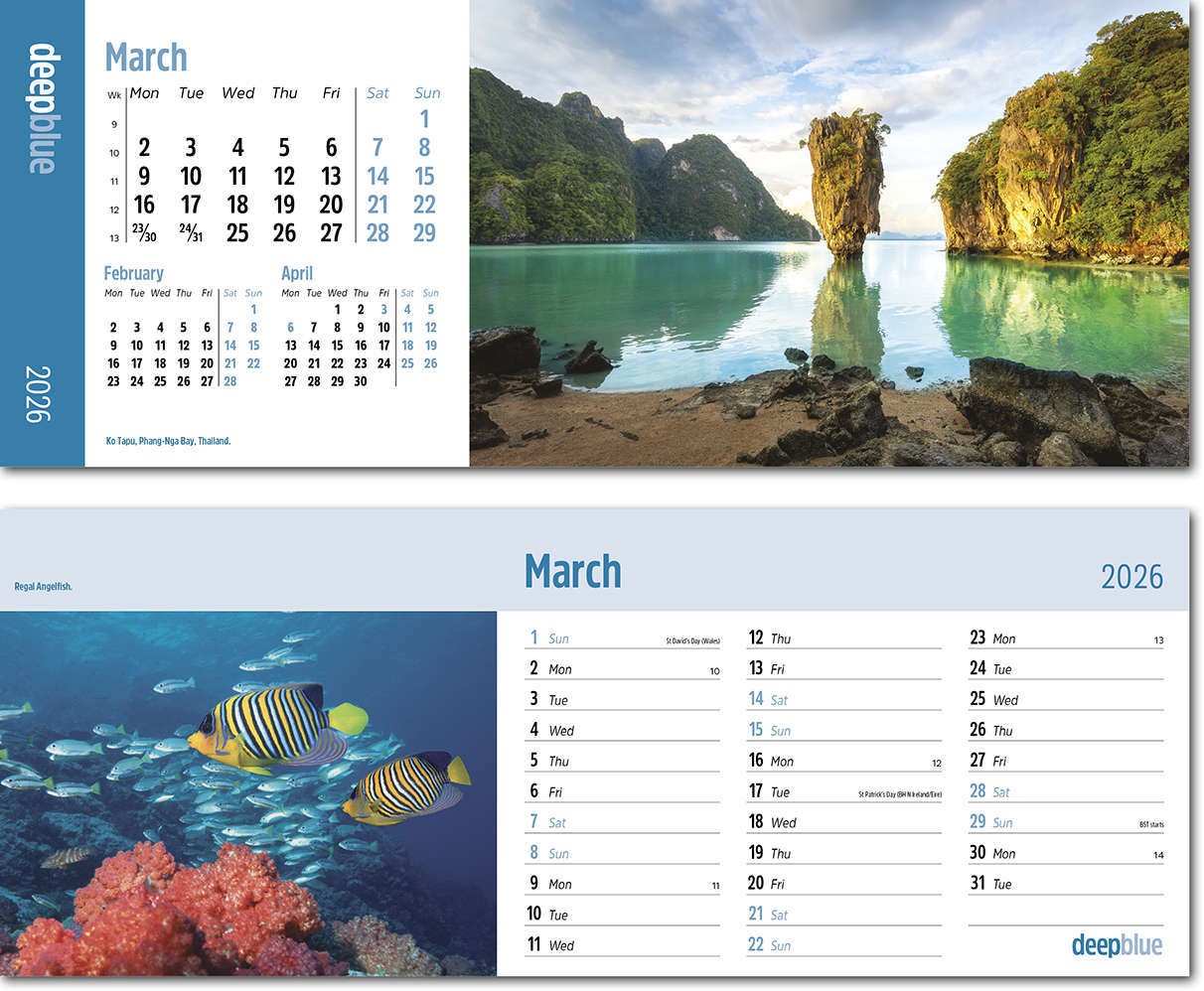 Deep Blue Task Station Desk Calendar