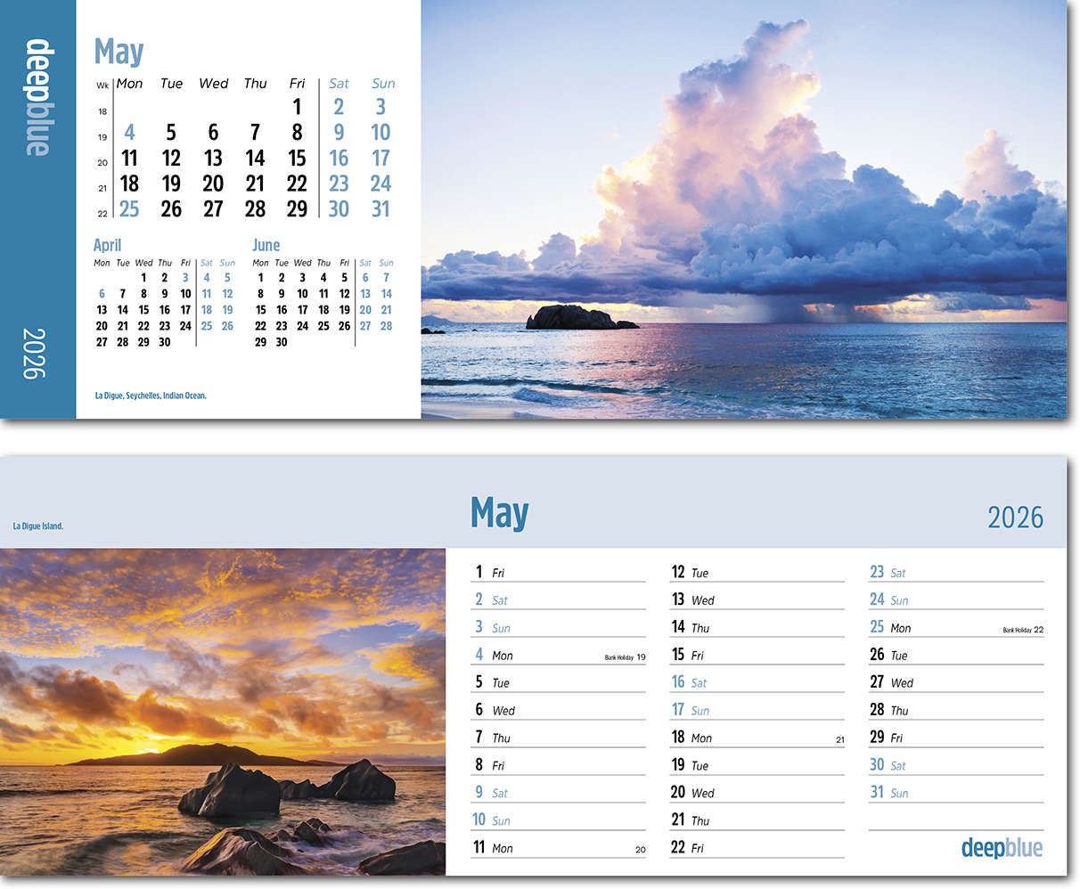 Deep Blue Task Station Desk Calendar