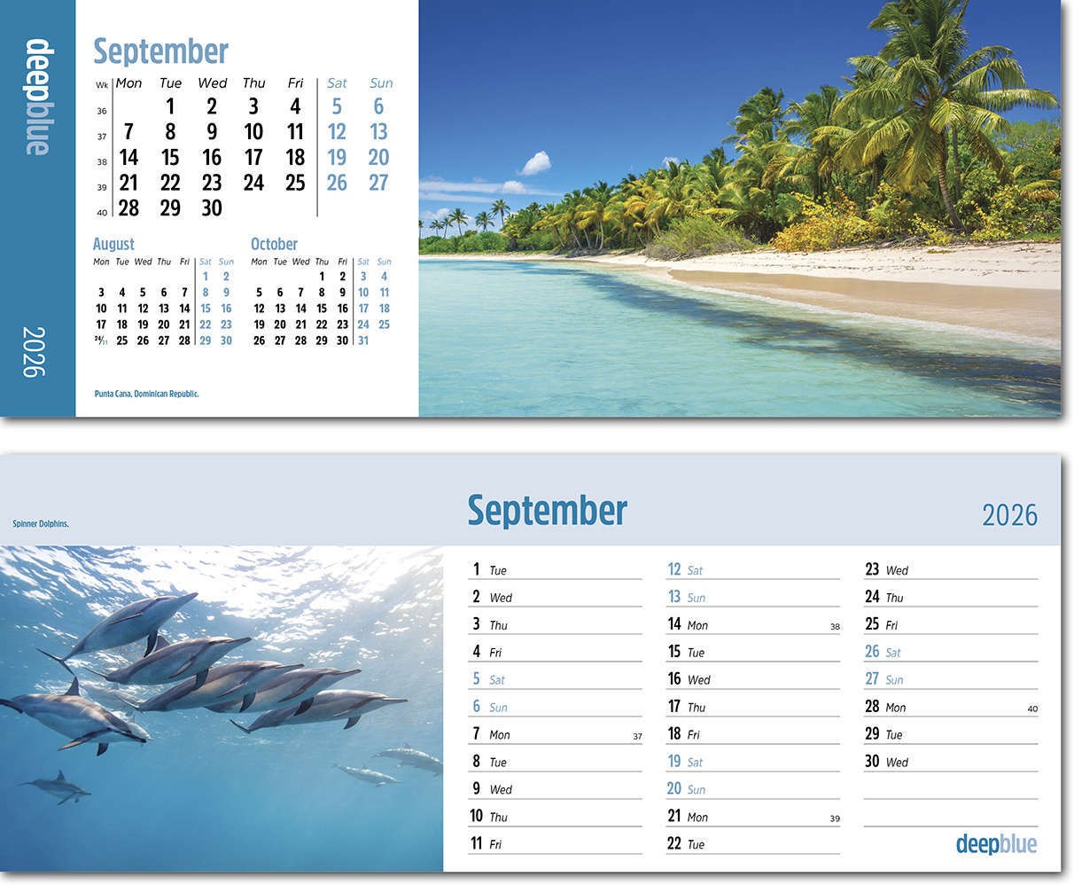 Deep Blue Task Station Desk Calendar